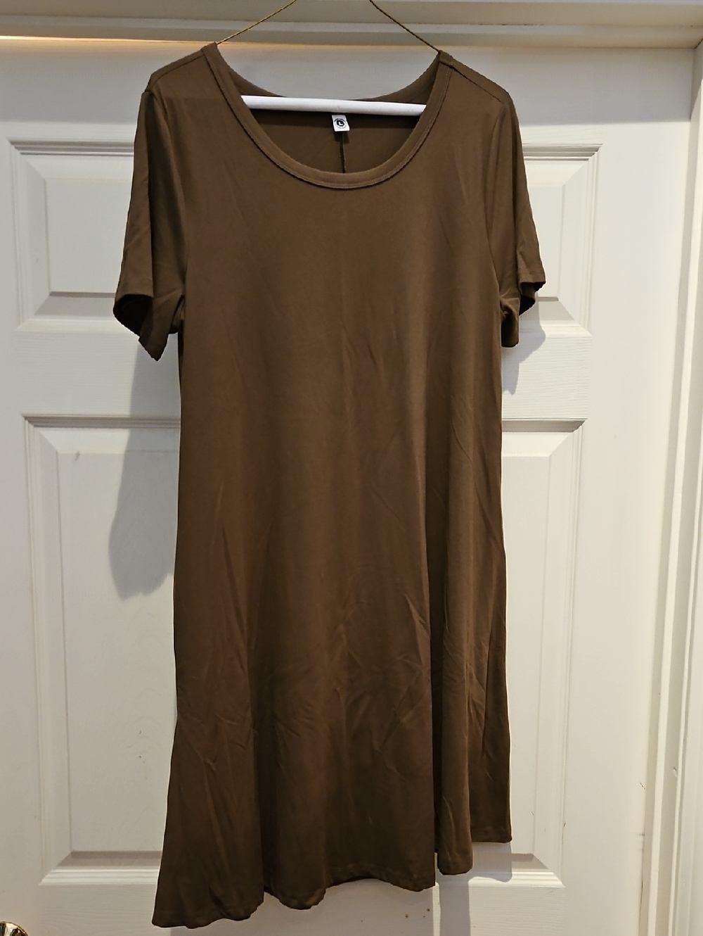 Everyday Short Sleeve T-Shirt Dress in  Brown